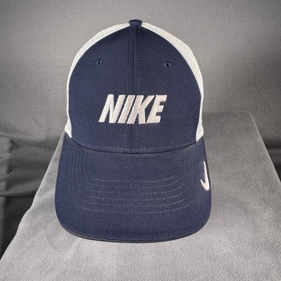 Nike Hat Cap Fitted Mens M/L Blue White Legacy91 Dri-FIT Mesh Trucker AO9293-451 - Picture 1 of 11
